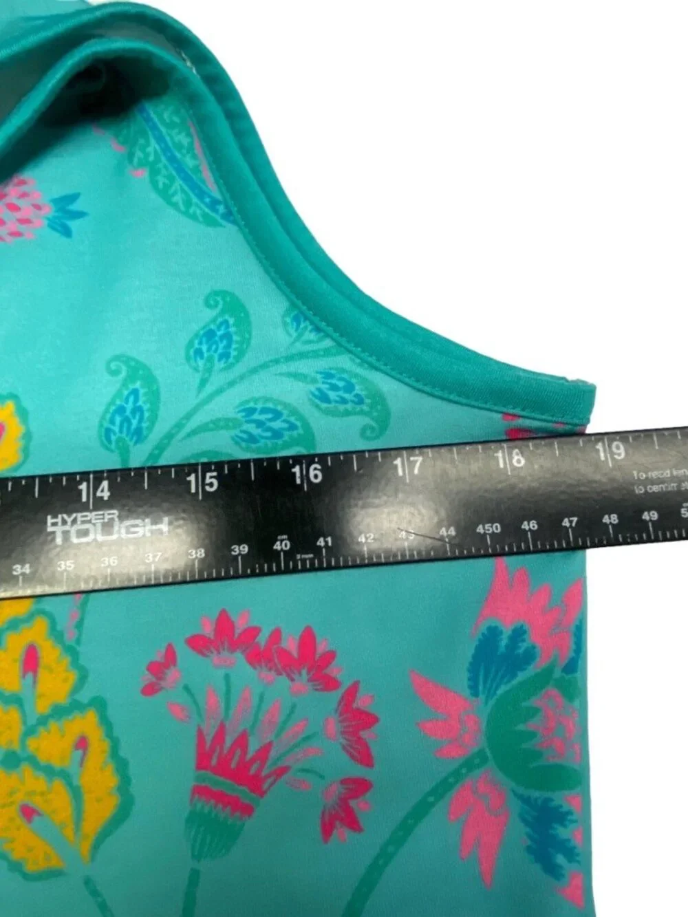 IZURIA Women Sleeveless Empire Waist Dress Sz L Turquoise Fuchsia Summer 66-7